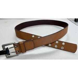 Rolfs Women's Genuine High Quality Leather Tan Belt Nickel-toned Buckle Size Med